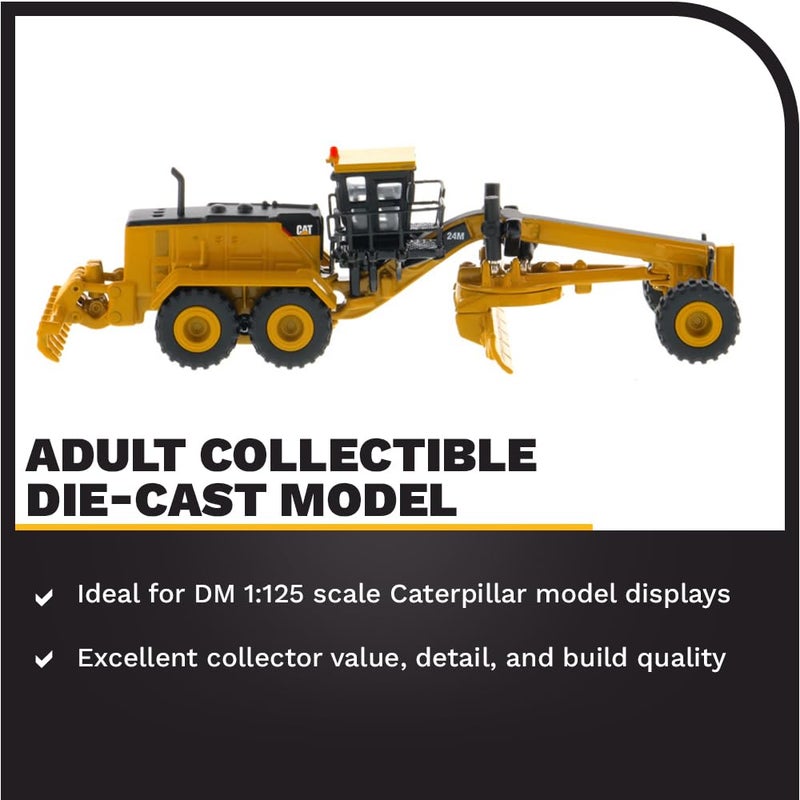 Diecast Masters 1:125 Caterpillar 24M Motor Grader, Elite Series Cat Truck | Scale Model Collectible Construction Trucks Truck, 85539 - Image 3